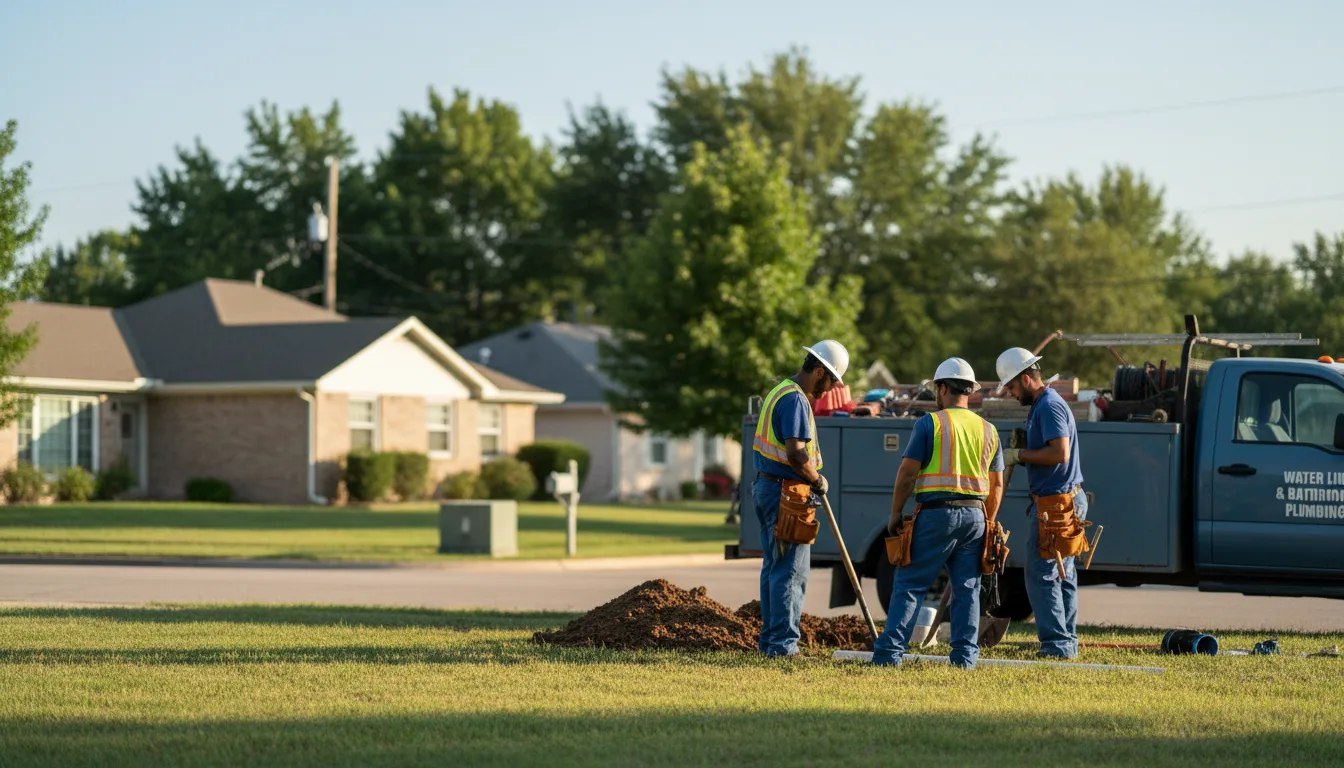 Residential water line and bathroom plumbing service in Oxford, KS